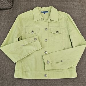 Escada Sport Light Lime Green Linen Blend Button Lightweight Jacket Sz 34/Small